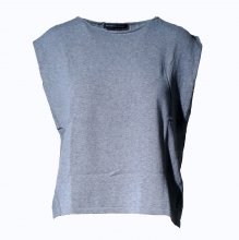 BARONTINI STUDIO ΓΚΡΙ ΑΜΑΝΙΚΟ ΒΑΜΒΑΚΕΡΟ ΠΛΕΚΤΟ ΤΟΠ SIZE:S