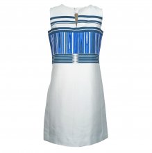 TORY BURCH ΜΑΝΙΚΟ ΦΟΡΕΜΑ ΕΚΡΟΥ ΜΠΛΕ ΡΙΓΕΣ ΕΠΑΝΩ SIZE:US6