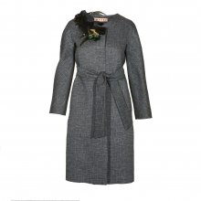 ΠΑΛΤΟ ΓΚΡΙ ΑΣΗΜΙ-ΚΛΩΣΤΗ ΛΑΙΜΟΣ-ΜΕ-ΛΟΥΛΟΥΔΙΑ/ΦΤΕΡΑ 40 MARNI