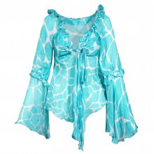 ΜΠΛΟΥΖΑ ΤΥΡΚΟΥΑΖ ΜΕ ΜΑΚΡΙΑ ΜΑΝΙΚΙΑ ROBERTO CAVALLI IT40