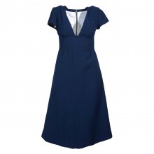 ΦΟΡΕΜΑ ΜΠΛΕ ΣΚΟΥΡΟ ΜΕ ΚΟΝΤΑ ΜΑΝΙΚΙΑ ΚΑΙ V-NECK COURREGES 