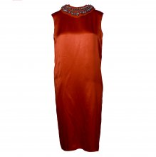 ΦΟΡΕΜΑ ΚΟΚΚΙΝΟ ΣΑΤΕΝ ΜΕΤΑΞΙ ΜΙΝΤΙ ΚΡΥΣΤΑΛΛΟΙ ΣΤΟΝ ΛΑΙΜΟ LANVIN