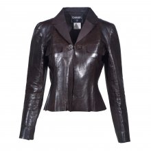 JACKET ΚΑΦΕ ΔΕΡΜΑΤΙΝΟ CHANEL FR 38
