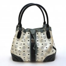 ΤΣΑΝΤΑ ΑΣΠΡΟ ΜΑΥΡΟ ΔΕΡΜΑΤΙΝΗ MCM