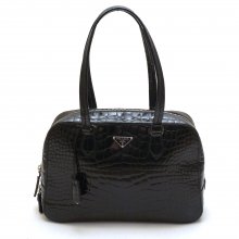 PRADA ΚΡΟΚΟ ΤΥΠΩΜΑ ΛΟΥΣΤΡΙΝΙ ΜΑΥΡΗ ΤΣΑΝΤΑ 