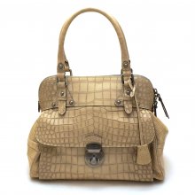 MAX MARA ΤΥΠΩΜΑ ΚΡΟΚΟ ΜΠΕΖ ΔΕΡΜΑΤΙΝΗ ΤΣΑΝΤΑ 