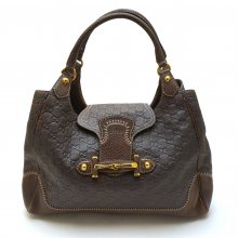 GUCCI ΚΑΦΕ ΜΕΓΑΛΗ ΔΕΡΜΑΤΙΝΗ ΤΣΑΝΤΑ ΜΕ ΜΟΝΟΓΡΑΜΜΑ 