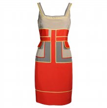 ZAC POSEN ΦΟΡΕΜΑ ΜΕ ΤΙΡΑΝΤΕΣ, ΚΟΚΚΙΝΟ, ΜΠΕΖ, ΧΑΚΙ SIZE:US4