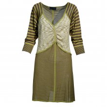 DEREK LAM ΠΡΑΣΙΝΟ-ΚΑΦΕ ΠΛΕΚΤΟ ΡΙΓΕ ΦΟΡΕΜΑ SIZE:M 