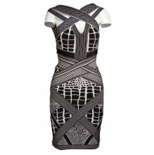 HERVE LEGER ΑΣΠΡΟΜΑΥΡΟ BANDAGE ΦΟΡΕΜΑ SIZE:M