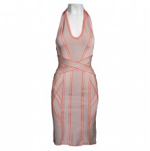 HERVE LEGER ΜΠΕΖ - ΚΟΡΑΛΙ BANDAGE ΦΟΡΕΜΑ SIZE:M